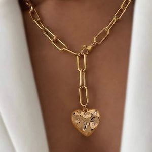 HEART NECKLACE with PAPERCLIP CHAIN